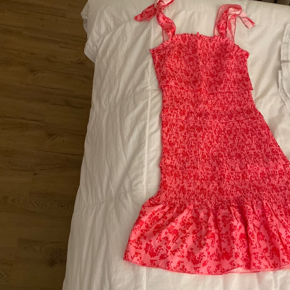 Shein hot pink floral midi dress